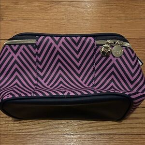 Dabney Lee Pink and Black Chevron Cosmetic Bag